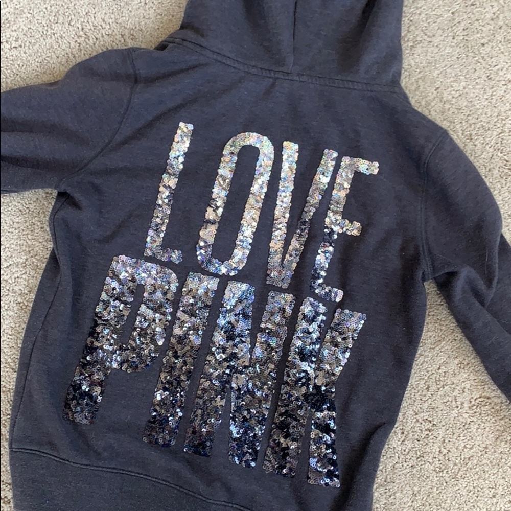 Pink sparkle zip up hoodie